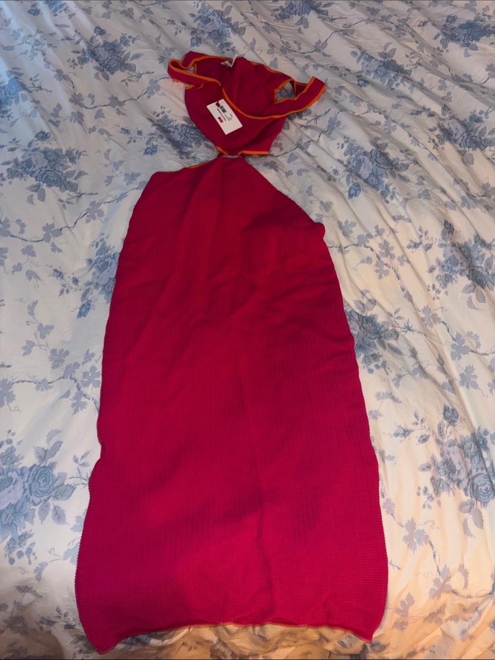 SOLID & STRIPED Red Midi Dress with Yellow Trim